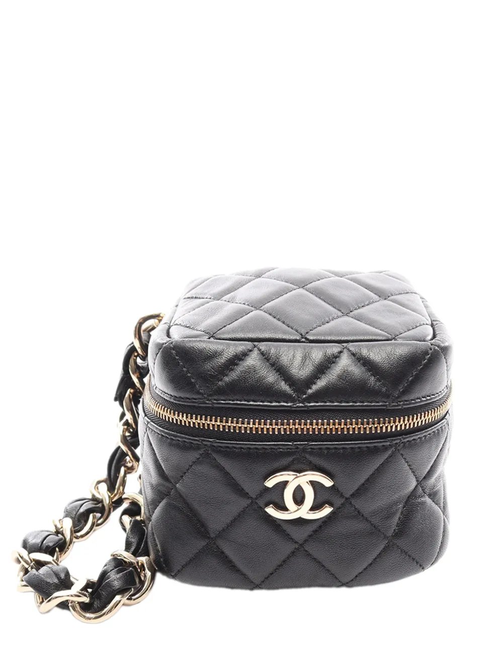 2021 CC Quilted Lambskin Cube Wristlet Case vanity bag