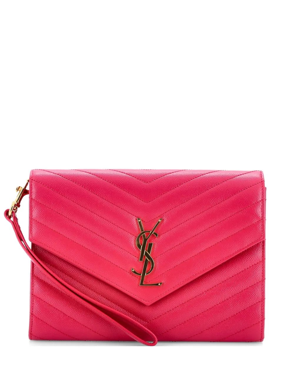 Classic Monogram Envelope Wristlet Matelasse Chevron Leather clutch bag