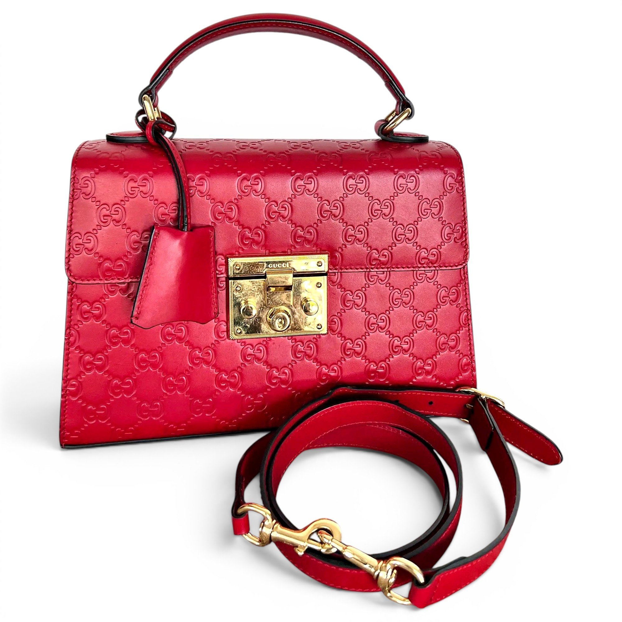 Padlock leather handbag
