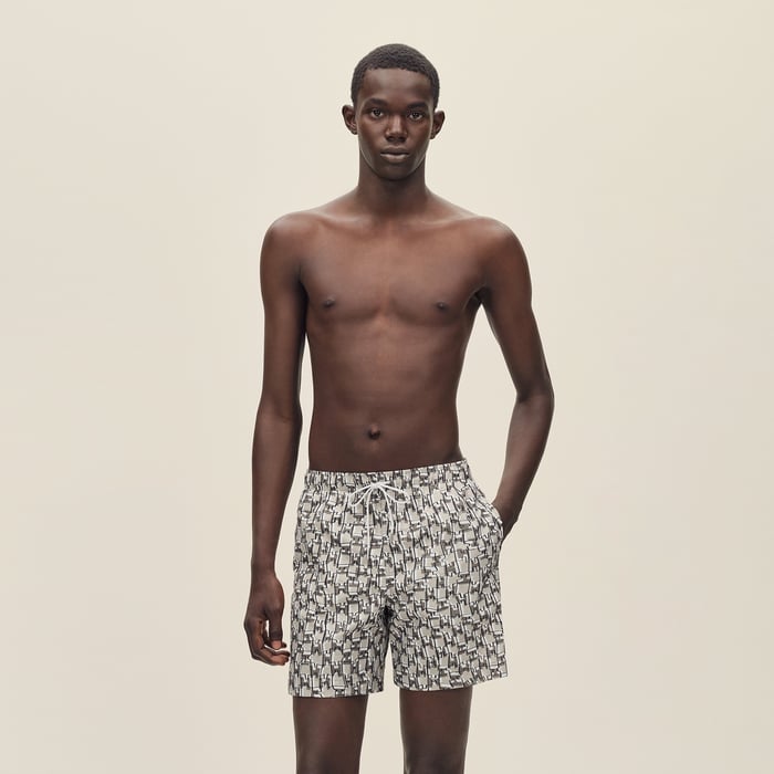 Gris Éléphant "H Cut Remix" Swim Trunks