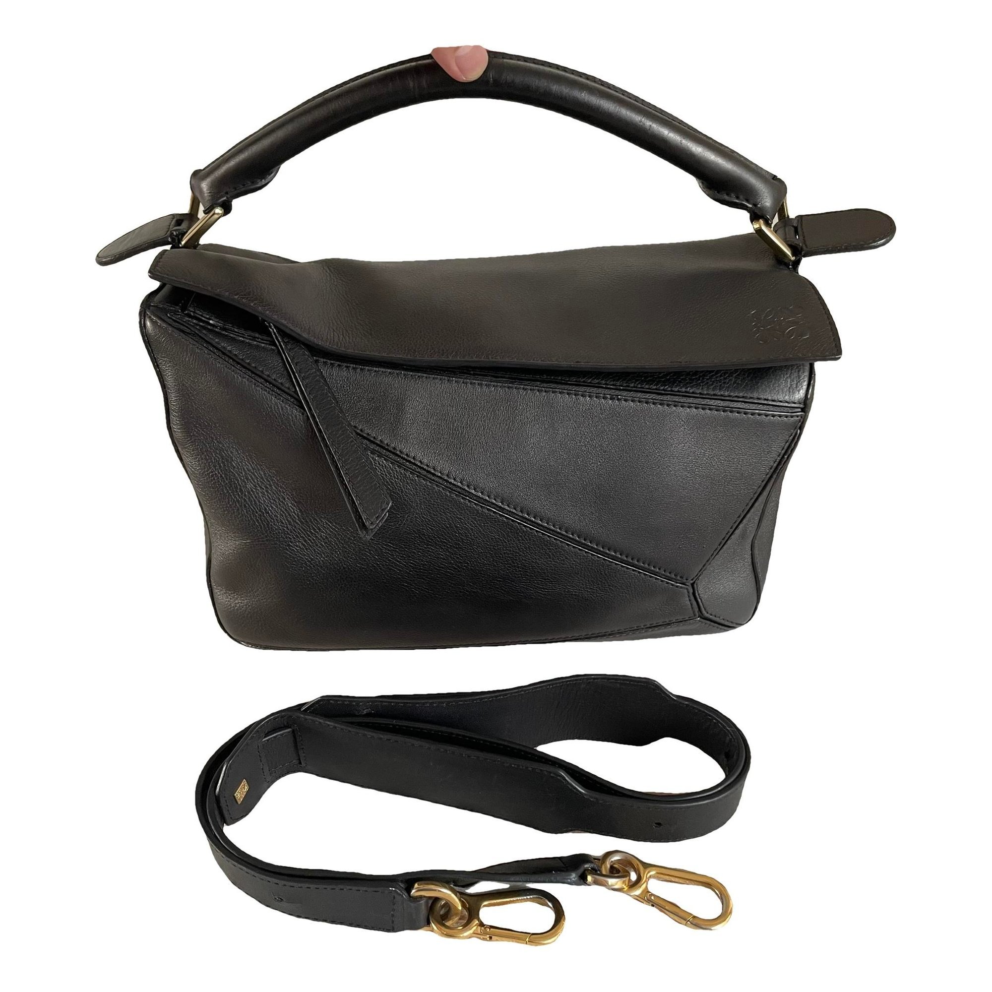 Puzzle leather handbag