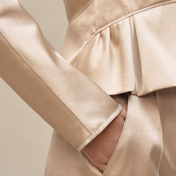Beige Gold Short Jacket With Basque