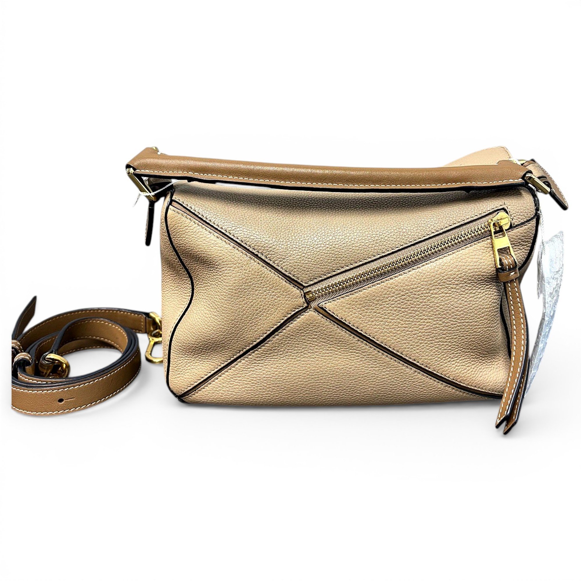 Puzzle leather handbag
