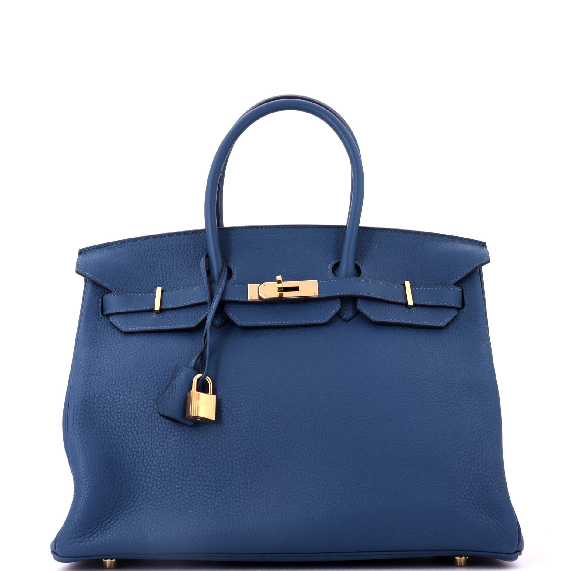 Hermes Birkin Handbag Deep Blue Clemence with Gold Hardware 35