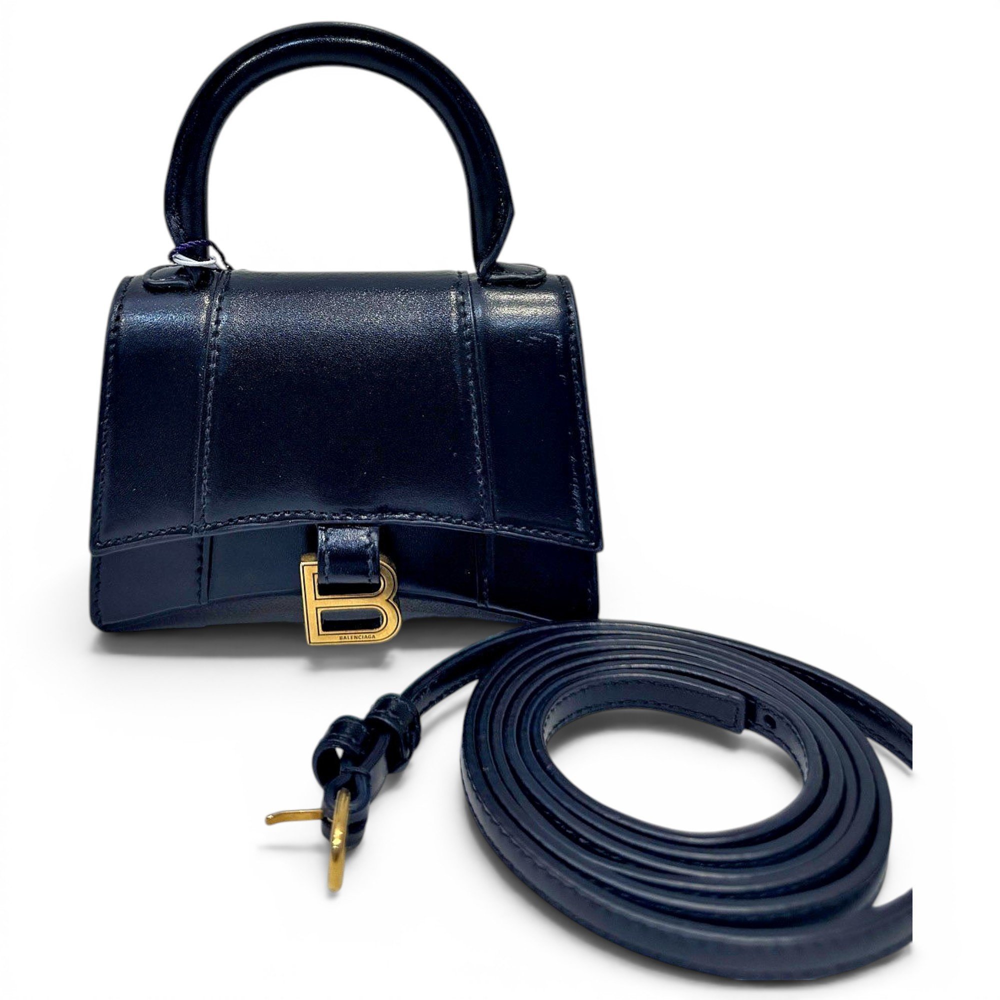 Hourglass leather handbag