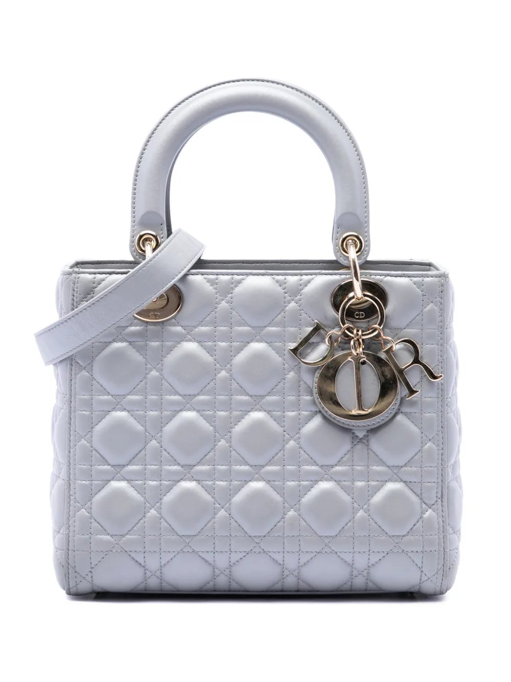 2018 Medium Pearlescent Lambskin Cannage Lady Dior satchel