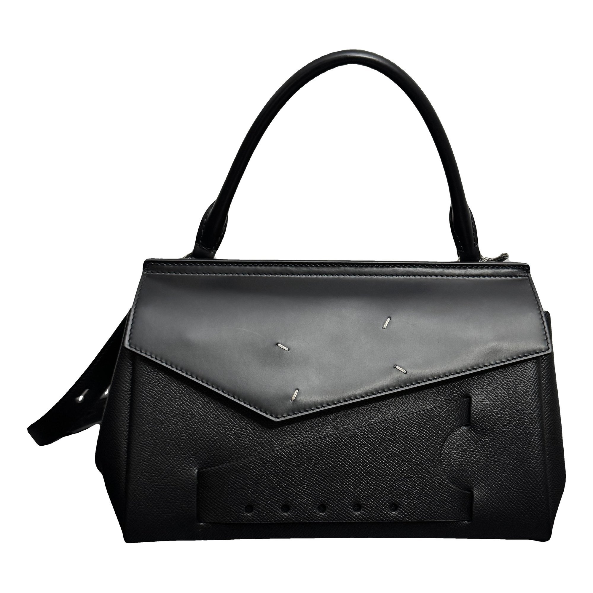 Snatched leather handbag