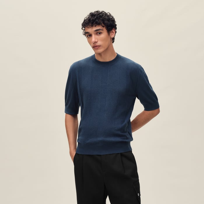 Indigo "H Vibration" Crewneck Sweater
