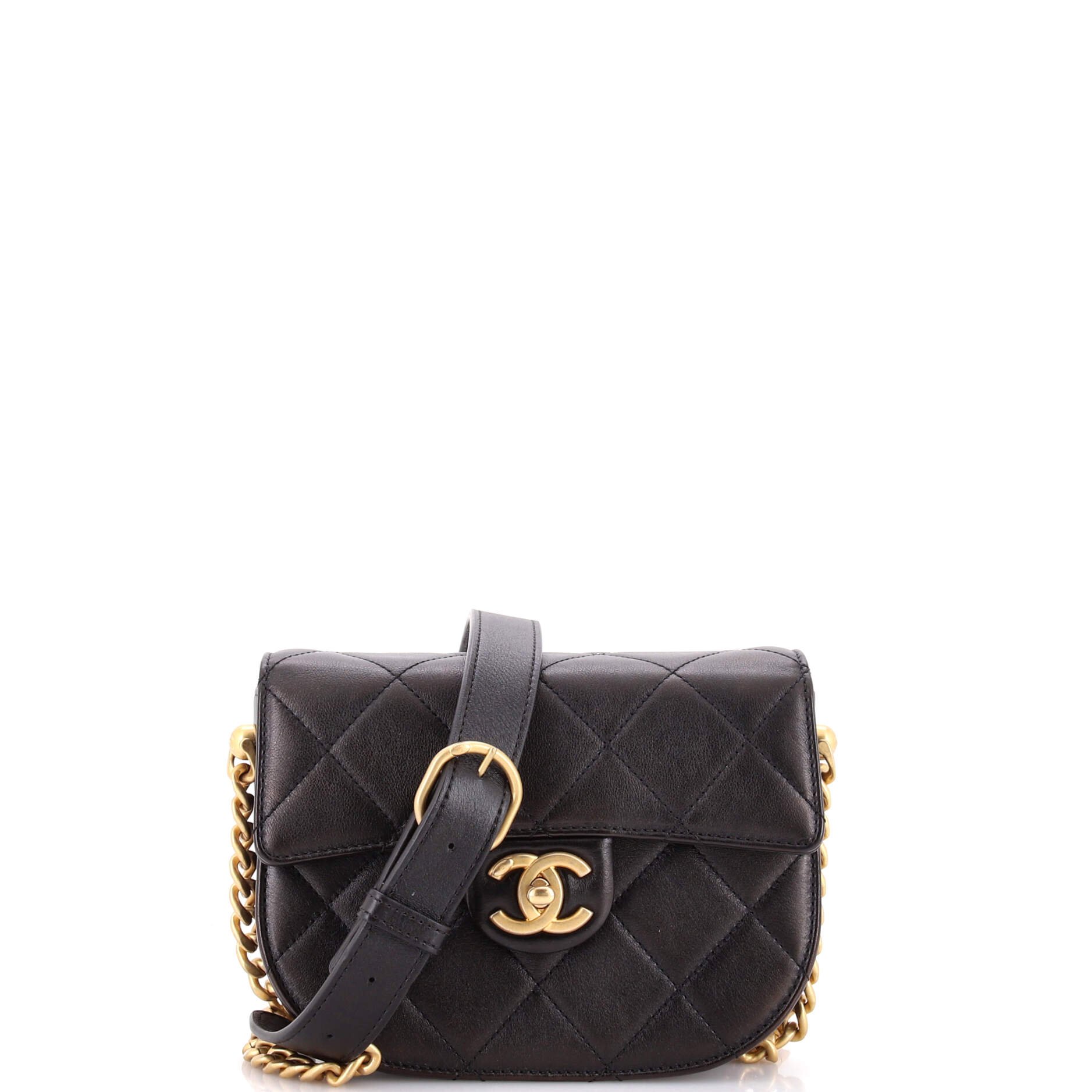 Moon Flap Messenger Bag Quilted Calfskin Mini
