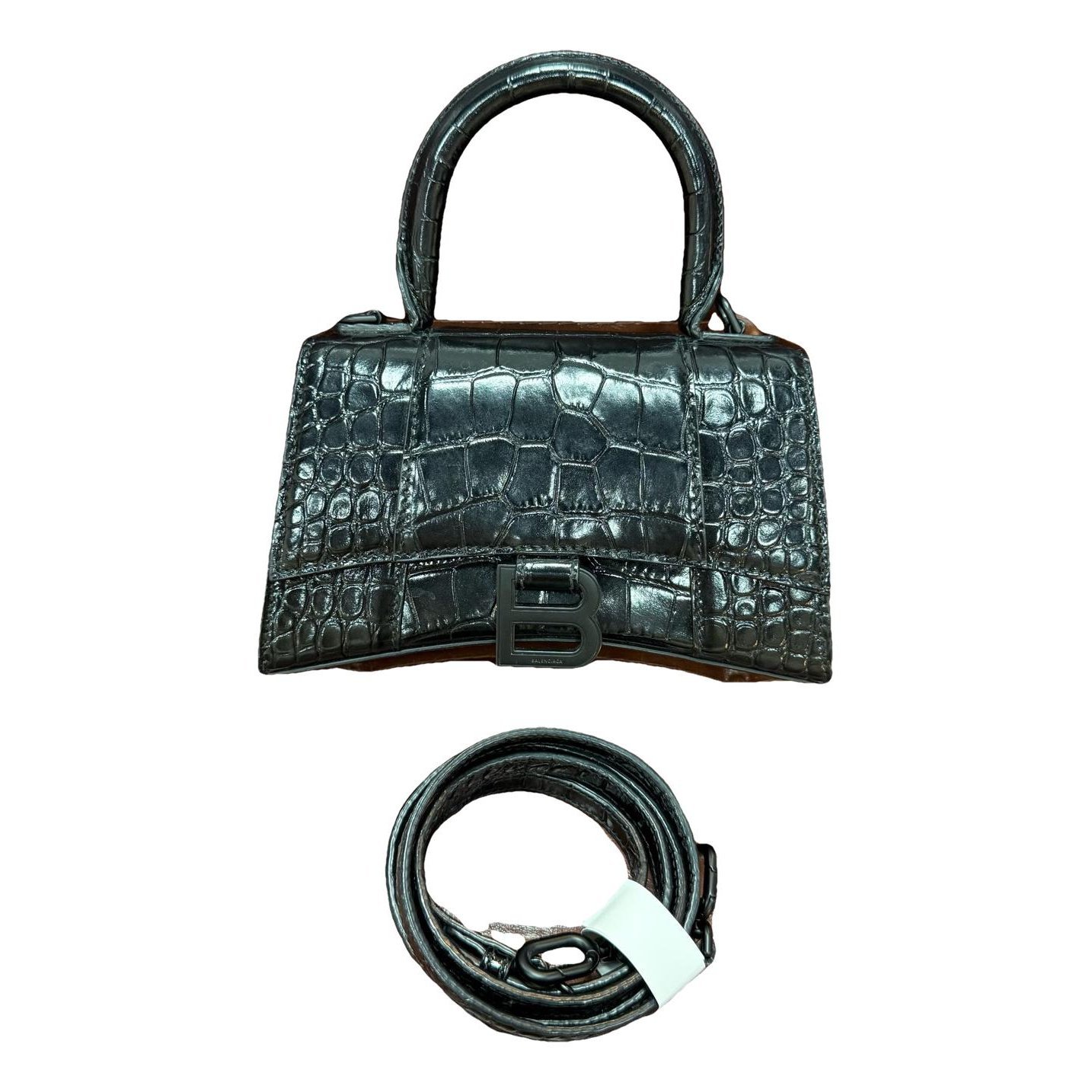 Hourglass leather handbag