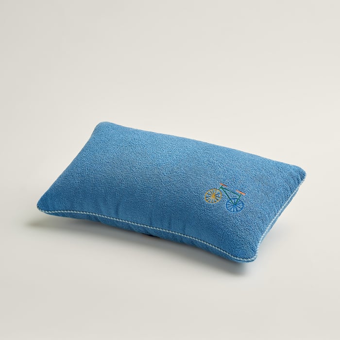 Bleu Denim Les Cabanes Beach Pillow
