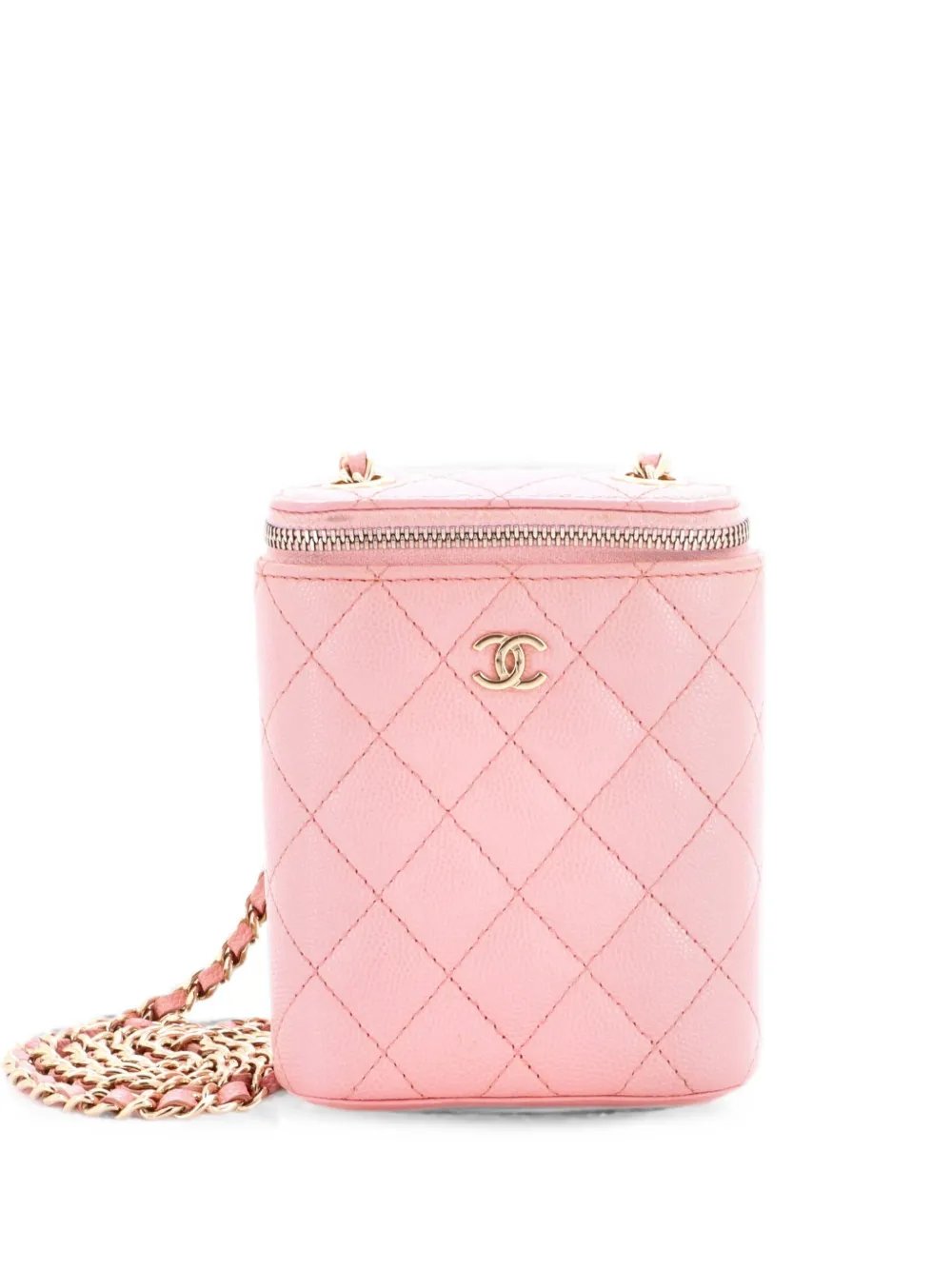 Vertical Classic Vanity Case with Chain Quilted Caviar Small shoulder bag