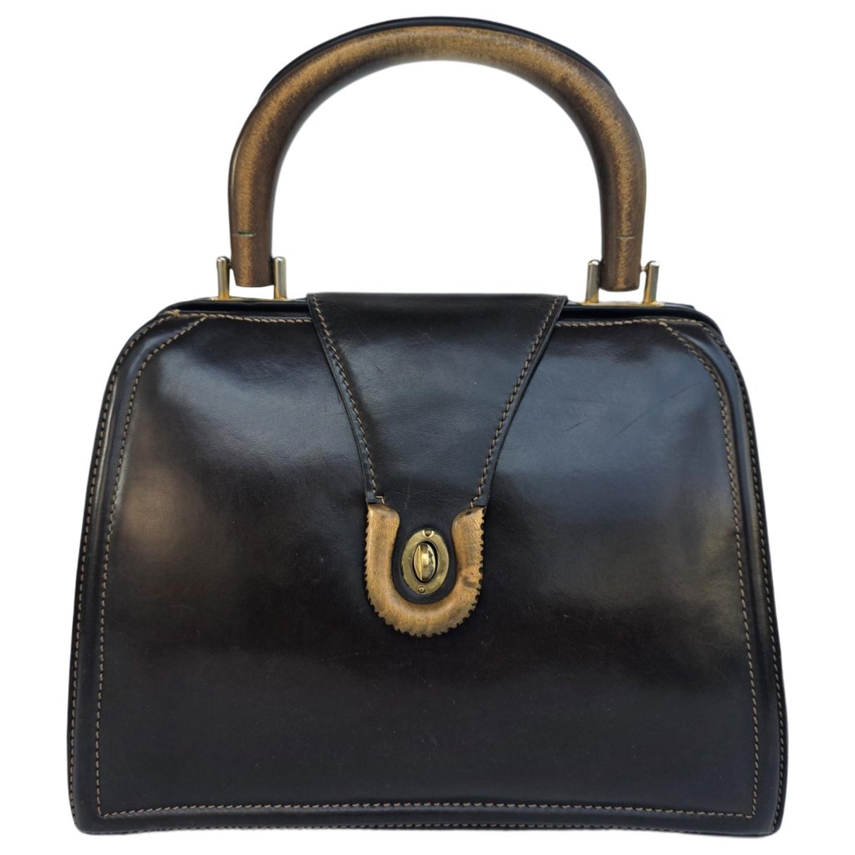 Convertible Bamboo Top Handle leather handbag