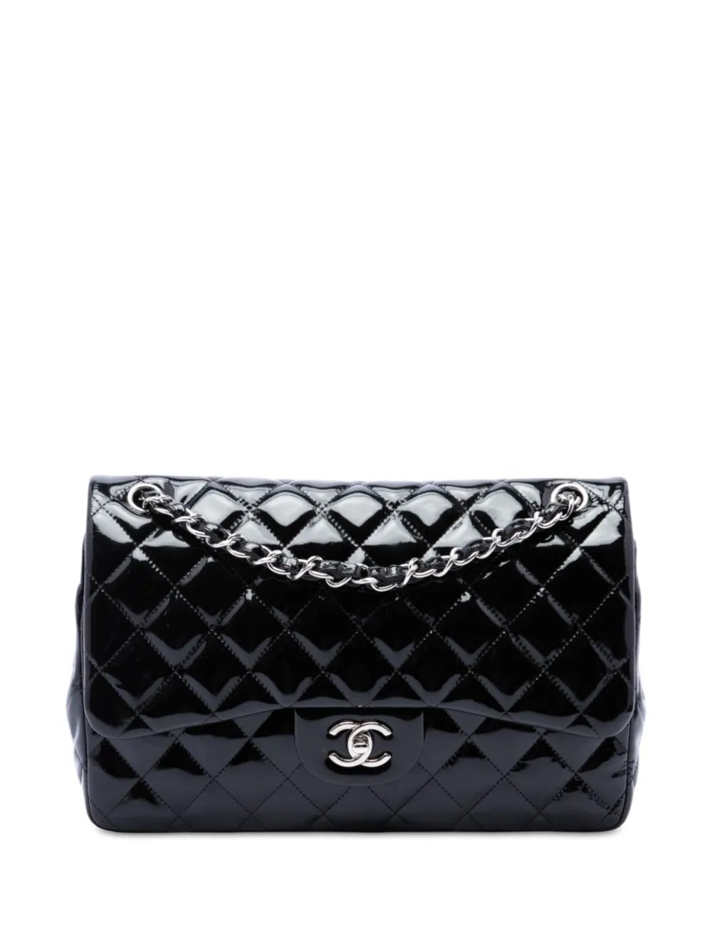 2011 Jumbo Classic Patent Double Flap shoulder bag