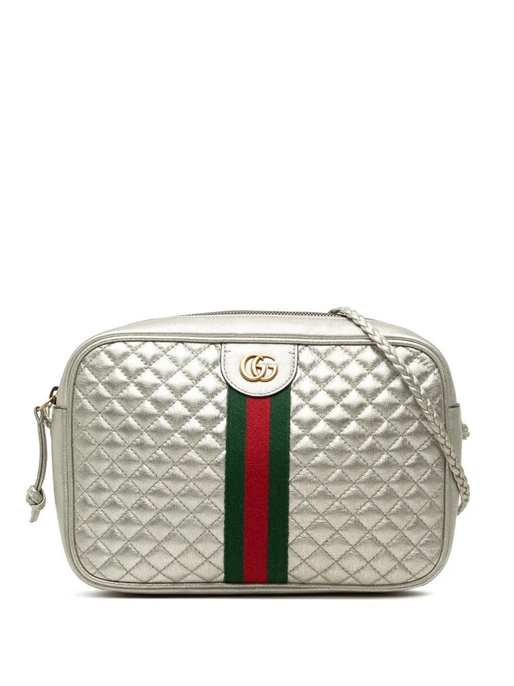 2016-2026 Small Quilted Metallic Calfskin Web Trapuntata crossbody bag