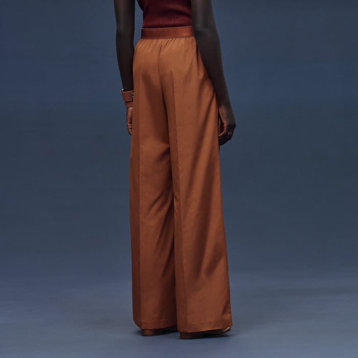 Marron Fauve Embroidered Beach Pants