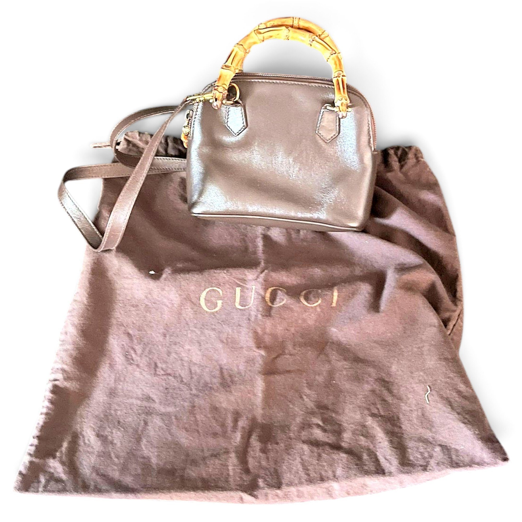 Bamboo leather crossbody bag