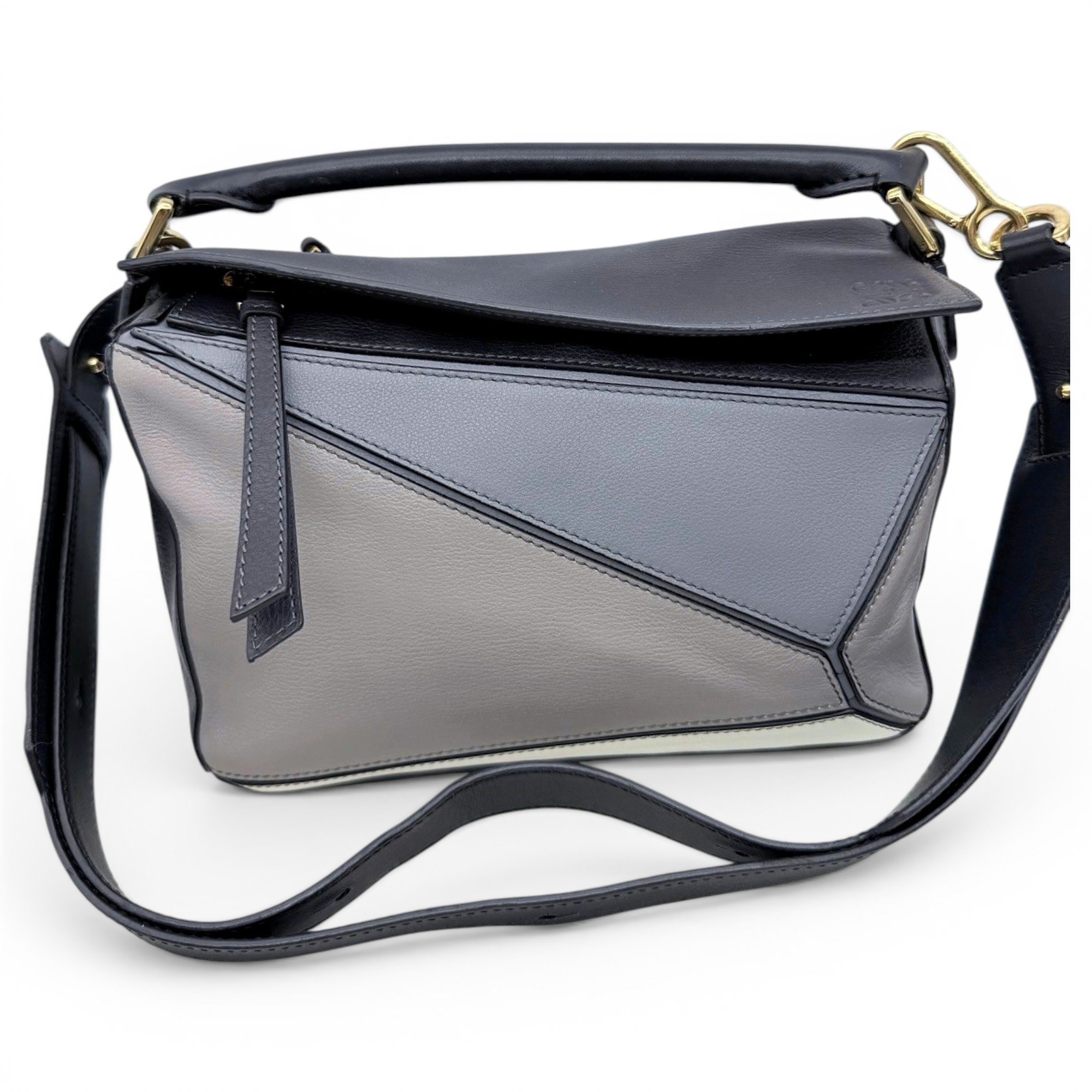 Puzzle leather handbag