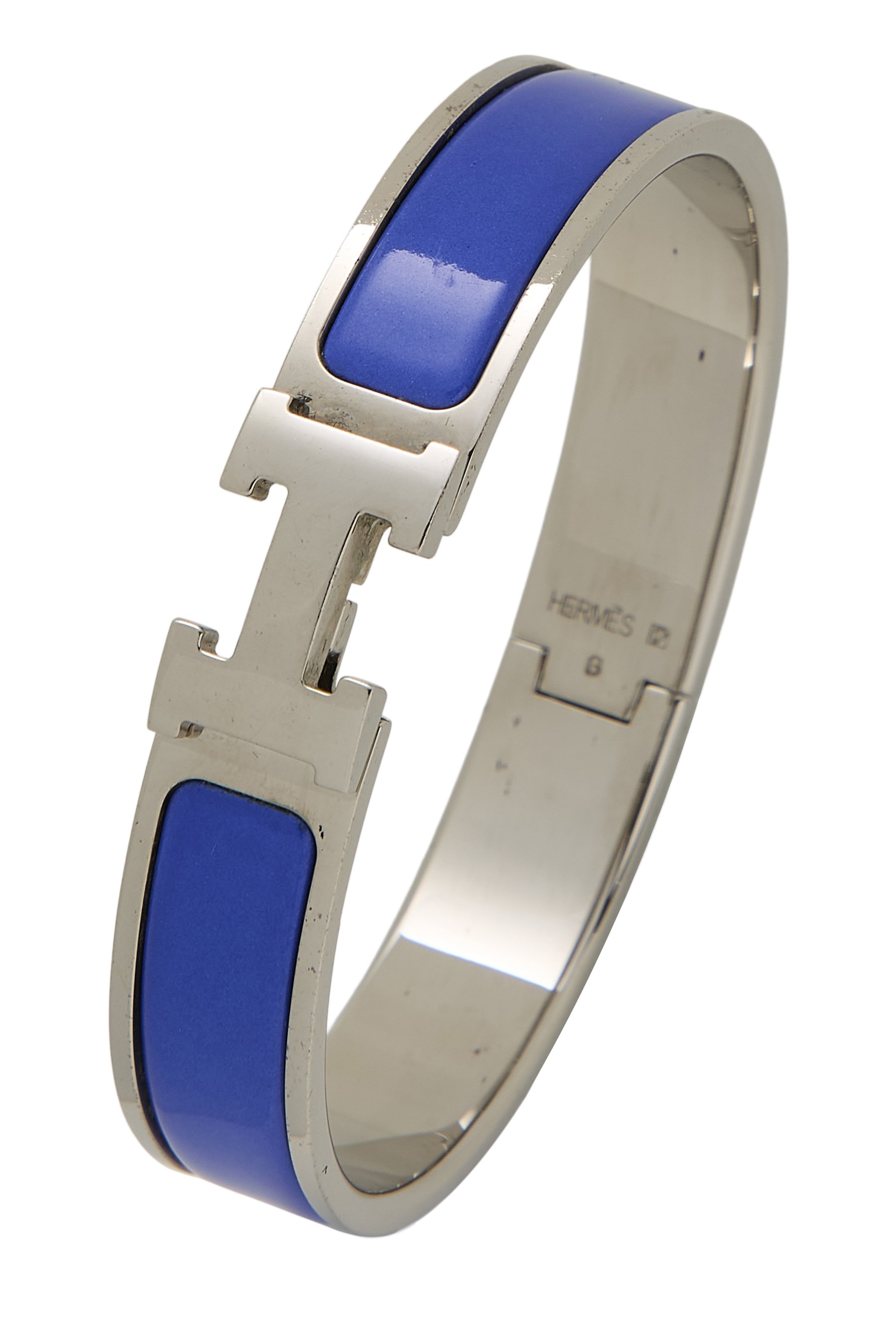 Blue Enamel Clic-Clac 'H' Bracelet Narrow PM
