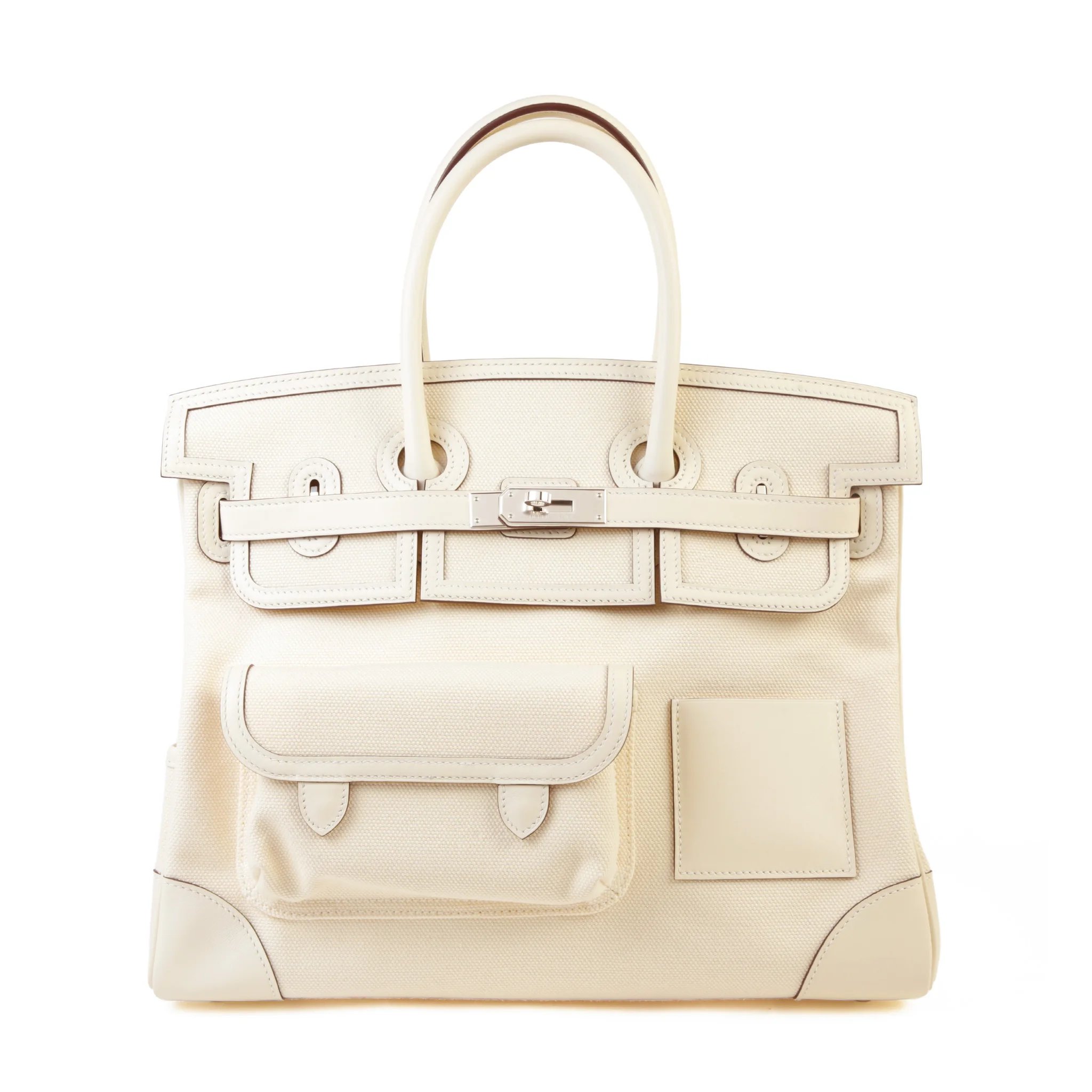 Unused ( Rank NS ) HERMÈS Limited Edition Birkin Cargo 35 Nata (I2) Toile Goeland canvas Swift Palladium hardware Z (2021)