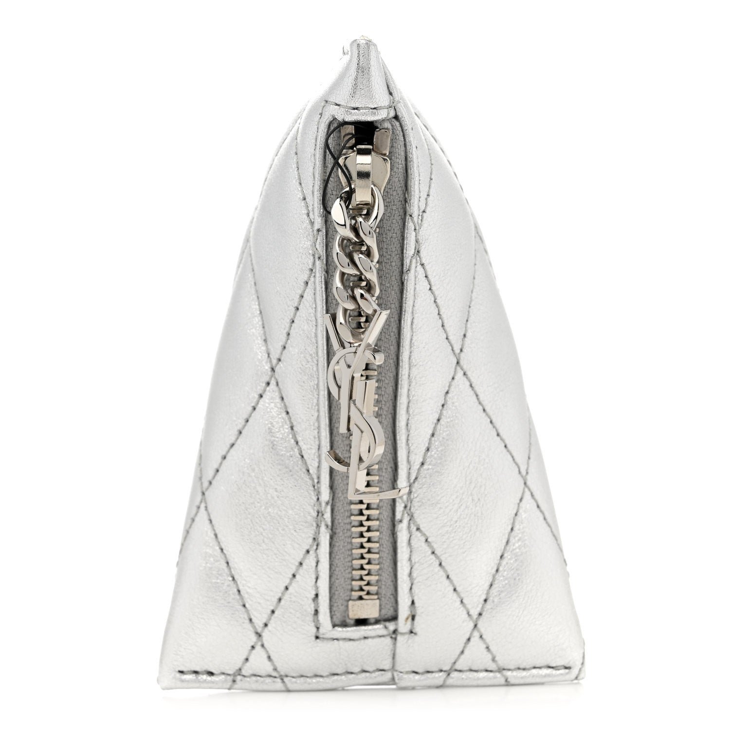 Saint Laurent Metallic Calfskin Berlingo Bag Charm Argento