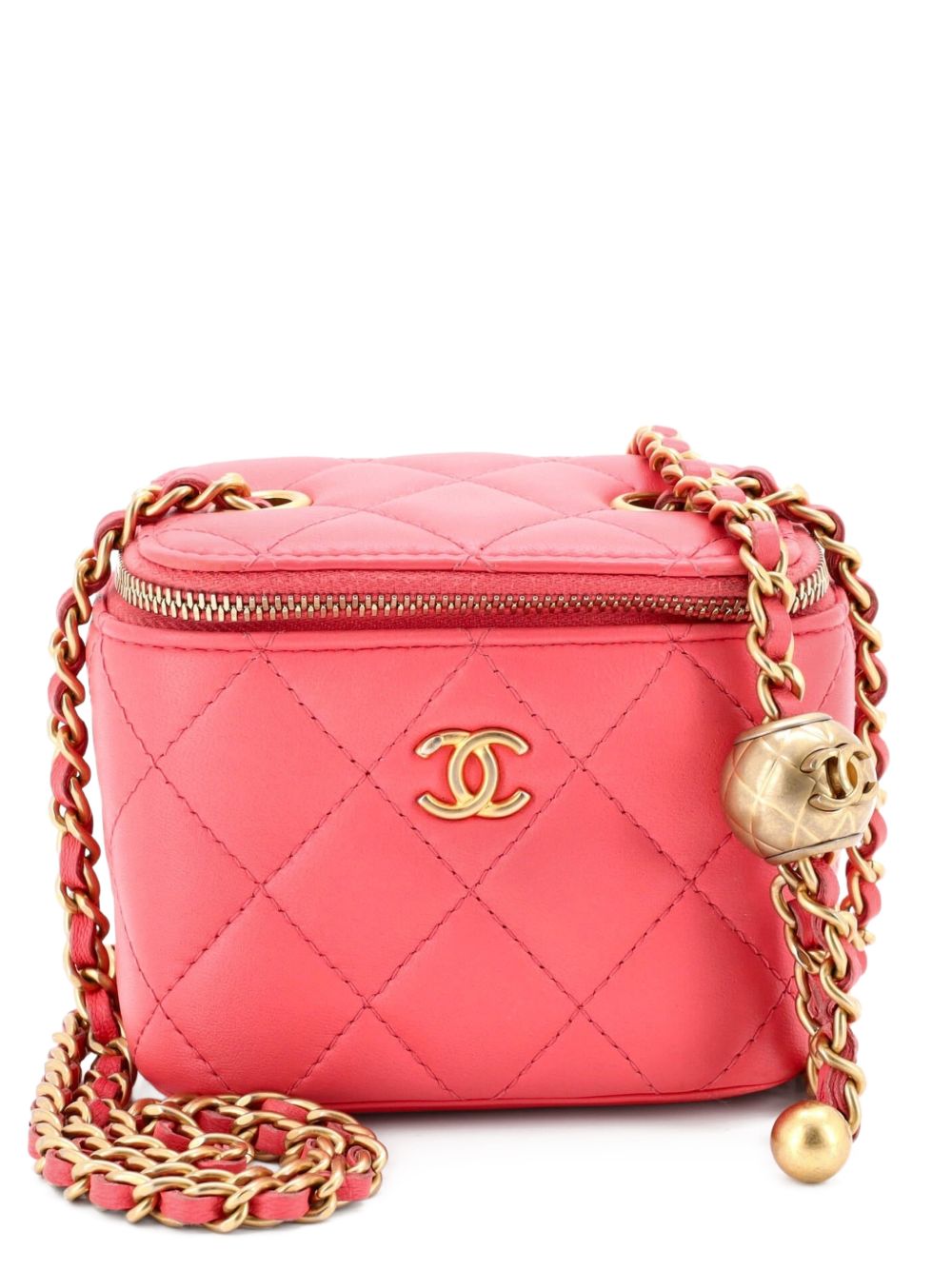Pearl Crush Vanity Case with Chain Quilted Lambskin Mini clutch bag
