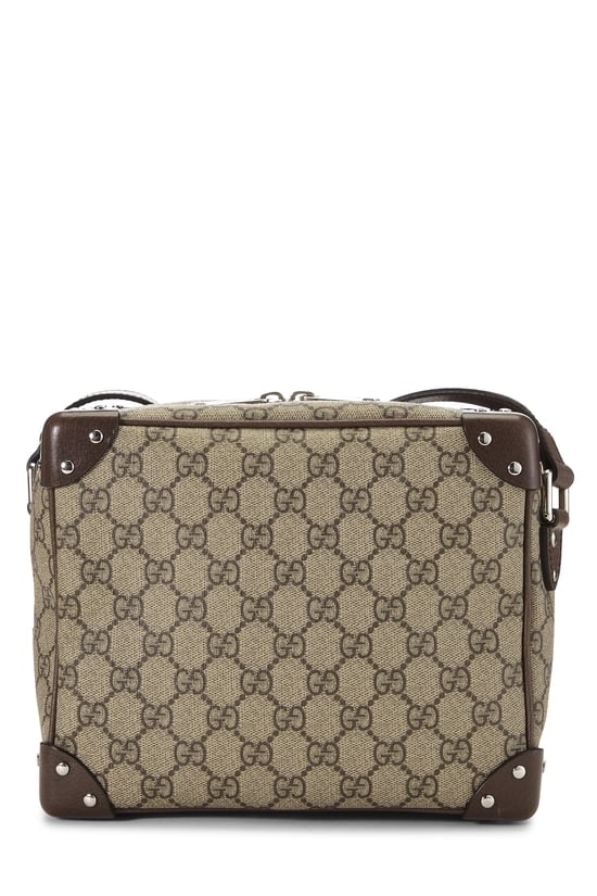 Gucci Brown GG Supreme Canvas Studded Square Shoulder Bag