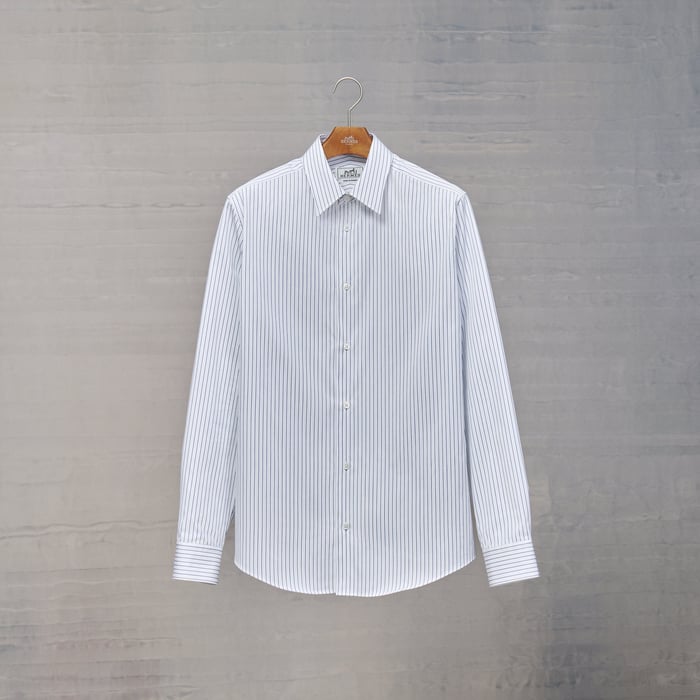 Bleu Fitted Shirt With Faubourg Collar