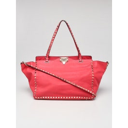 Valentino Valentino Pink Leather Rockstud Trapeze Medium Tote Bag