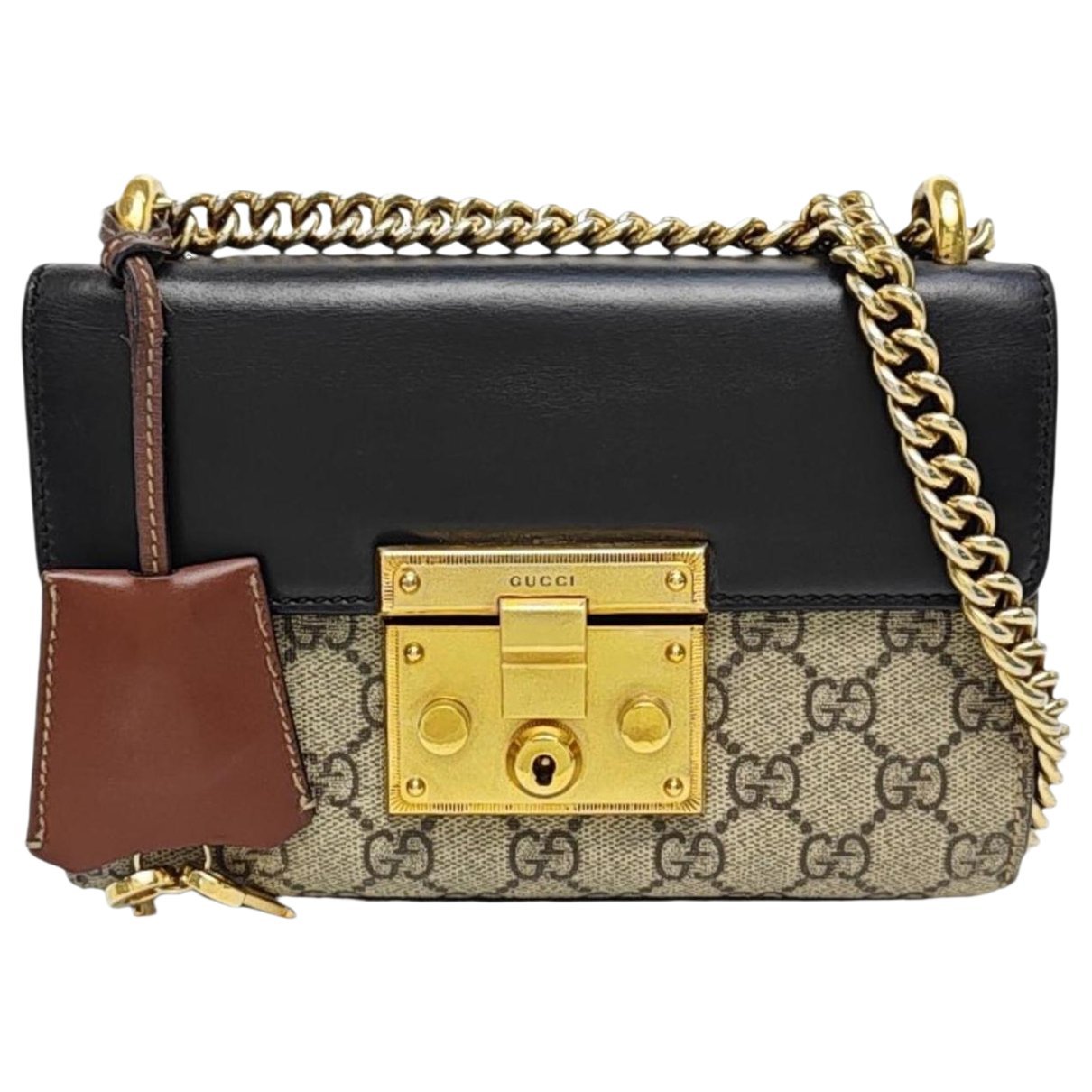 Padlock leather crossbody bag
