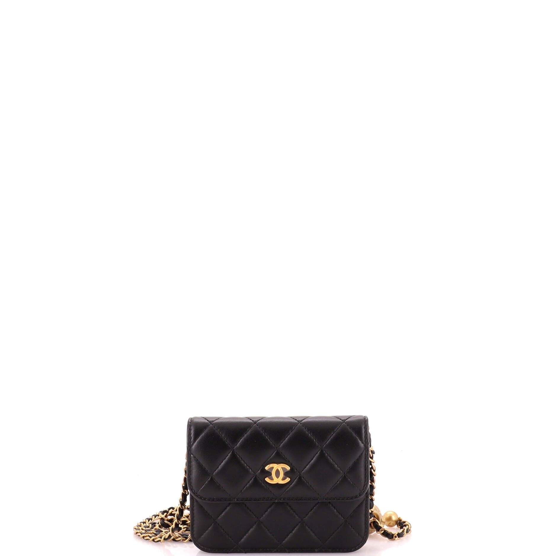 Pearl Crush Flap Clutch with Chain Quilted Lambskin Mini
