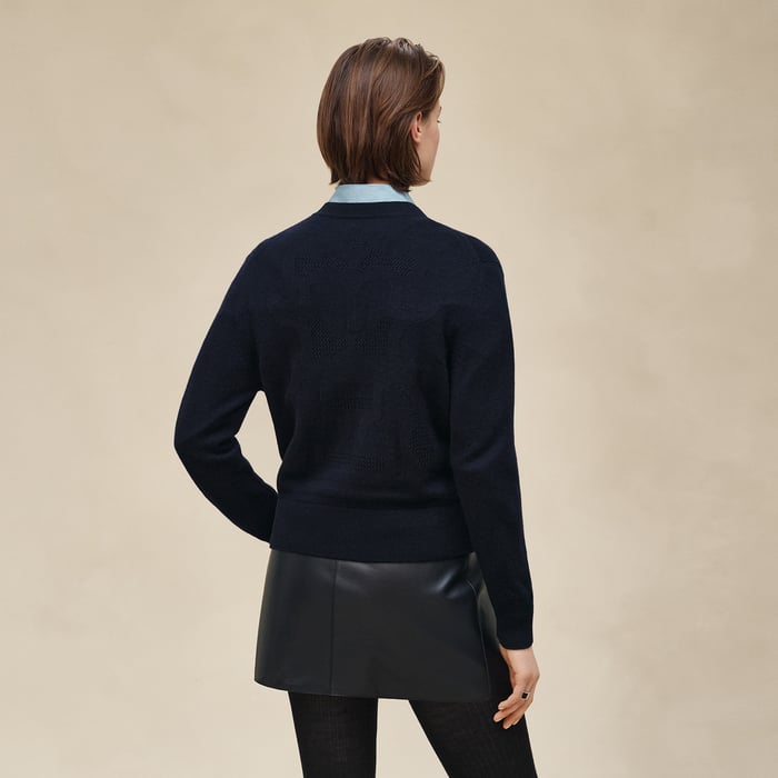 Bleu Noir "l'Enseigne Du Sellier" Buttoned Cashmere Cardigan