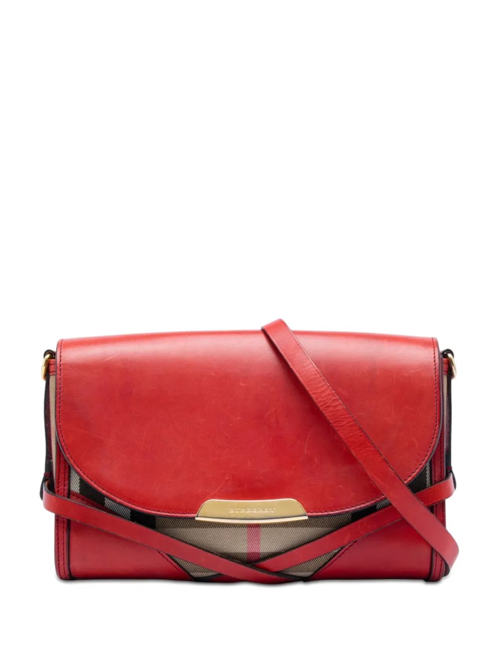 2000-2017 Leather and House Check Canvas Bridle Abbott crossbody bag