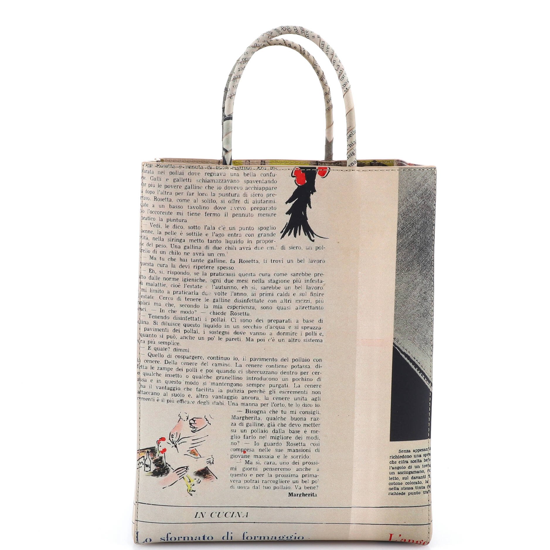 The Newspaper Shopper Tote Printed Leather Small