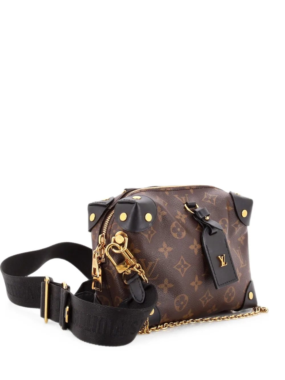 Petite Malle Souple Handbag Monogram Canvas with Leather shoulder bag