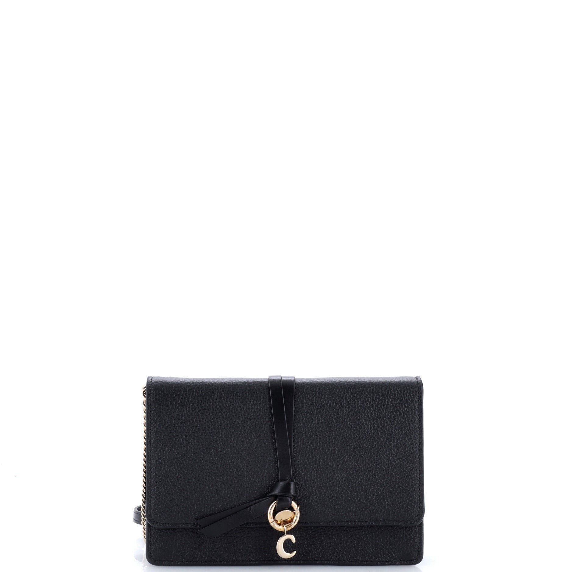Alphabet Chain Clutch Bag Leather