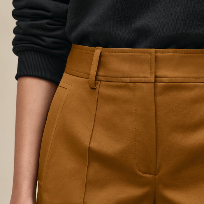 Marron Ocre Double Cotton Twill Shorts