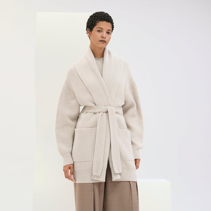 Beige Naturel Belted Coat