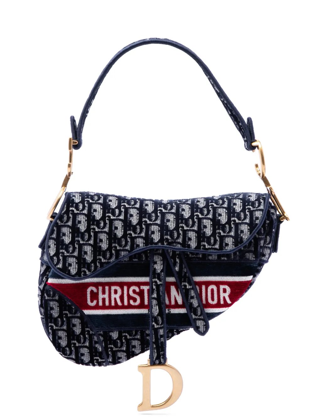 Dior 2021 Oblique Embroidered Velvet Saddle Bag shoulder bag