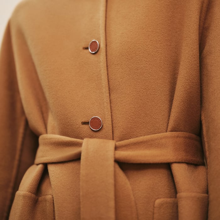 Marron Caramel Cashmere Wrap Coat