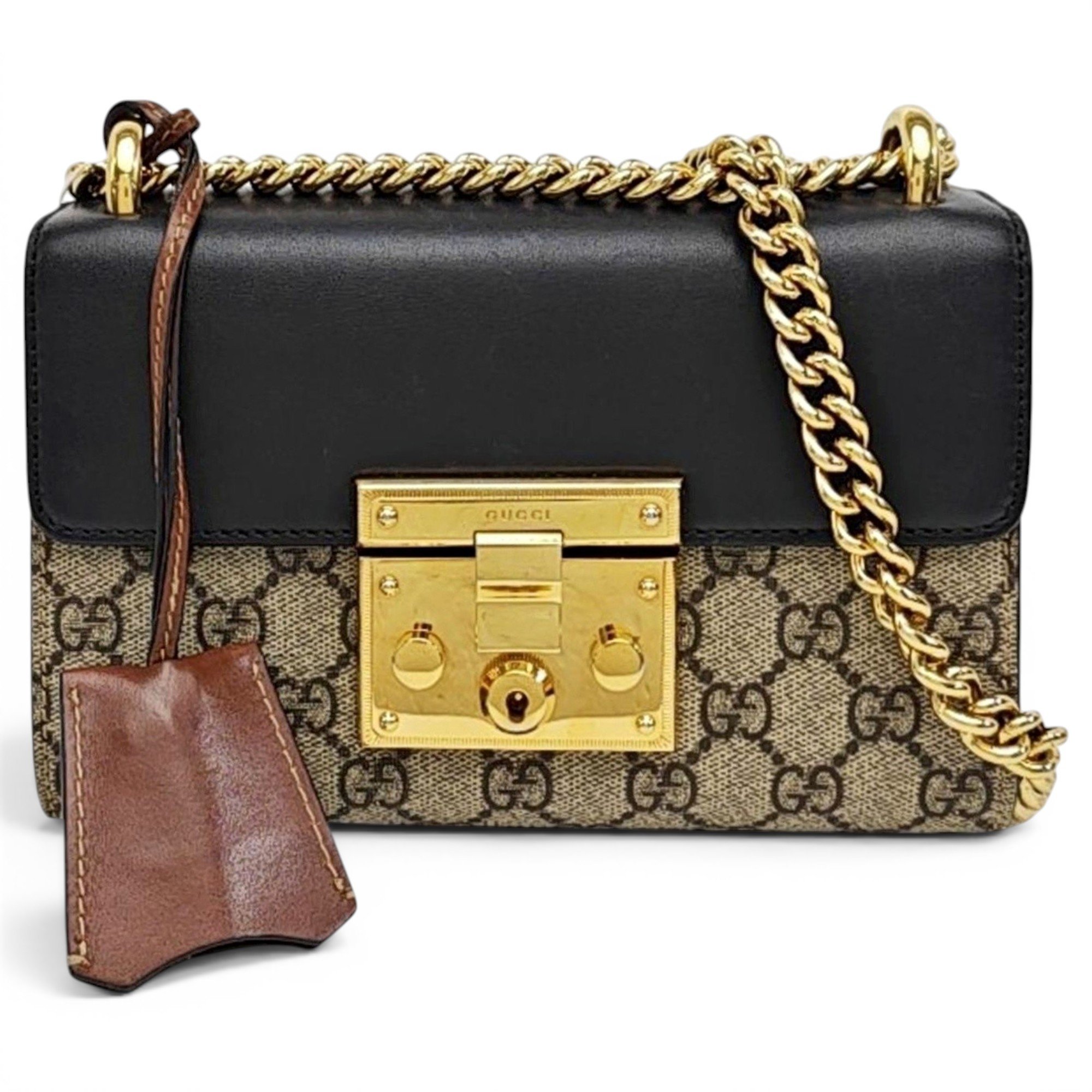 Padlock leather handbag