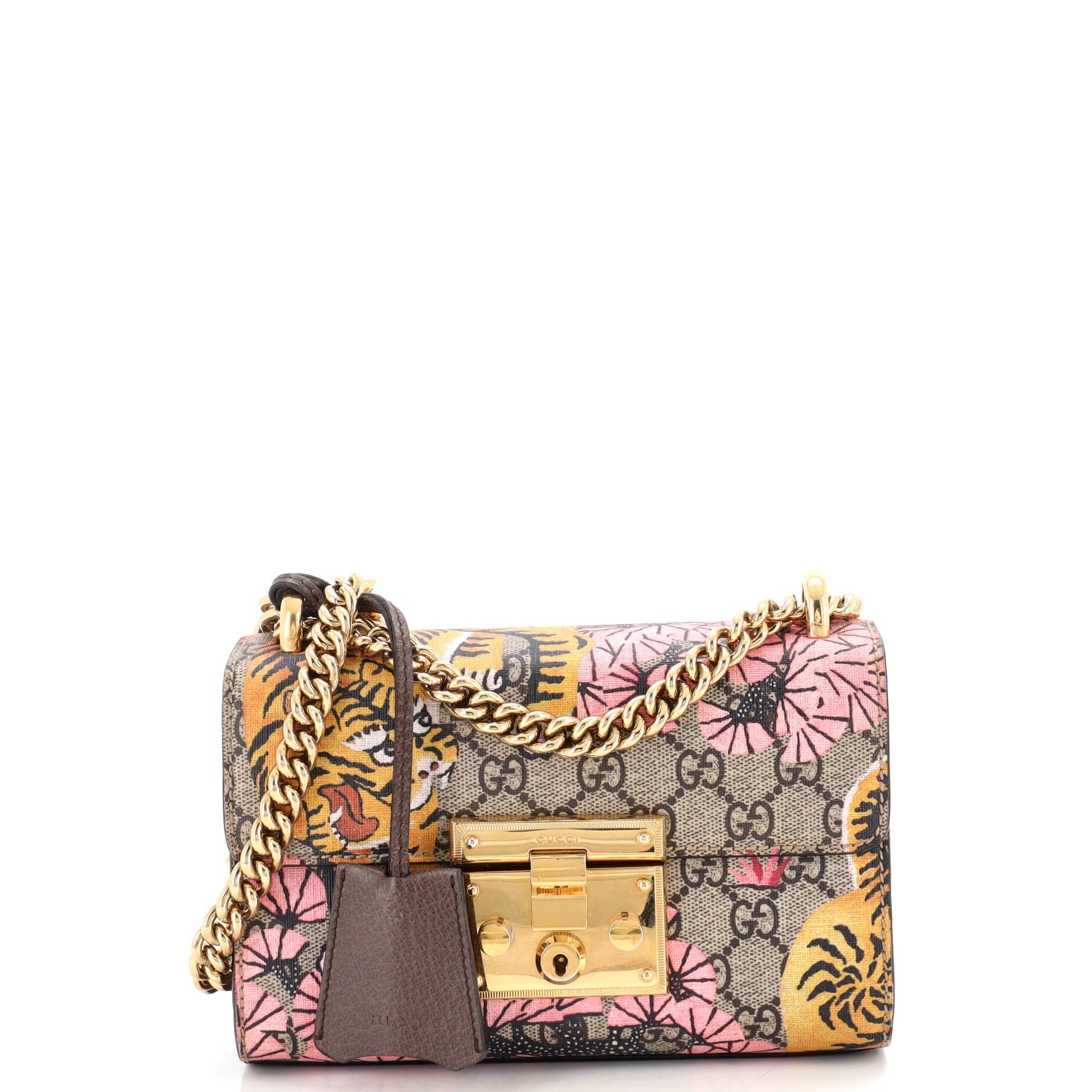 Padlock Shoulder Bag Bengal Print GG Coated Canvas Small