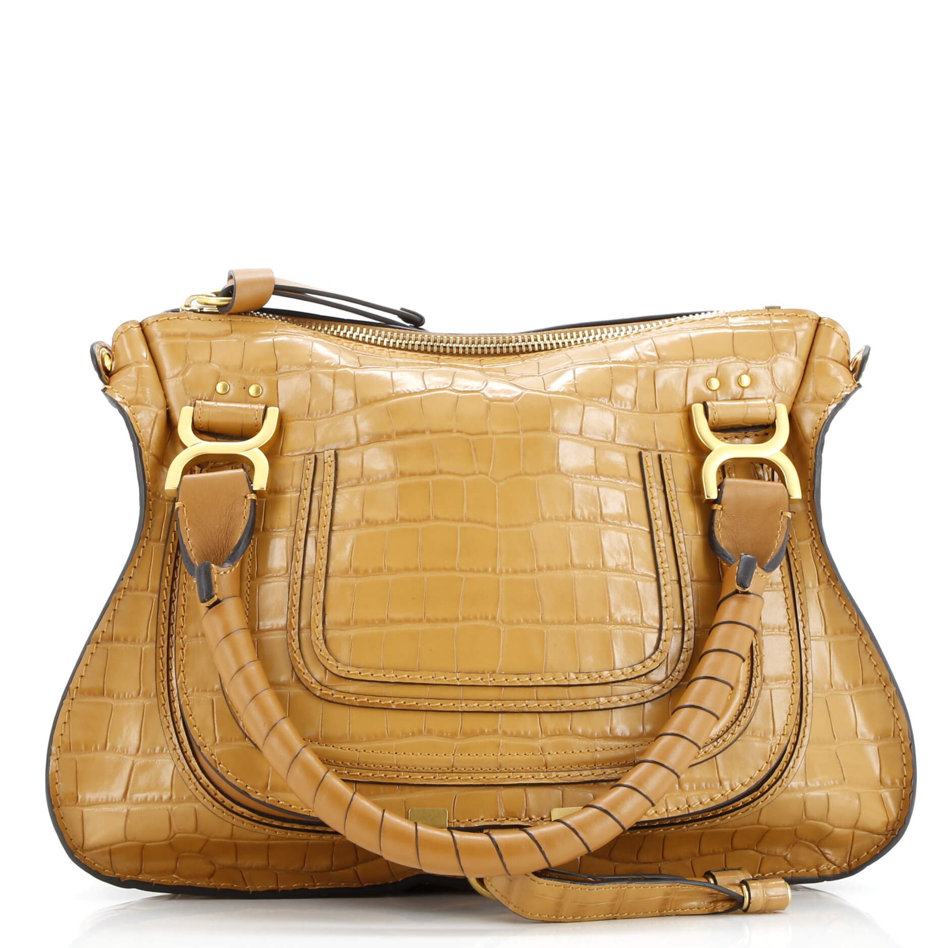 Chloe Marcie Satchel Crocodile Embossed Leather Medium