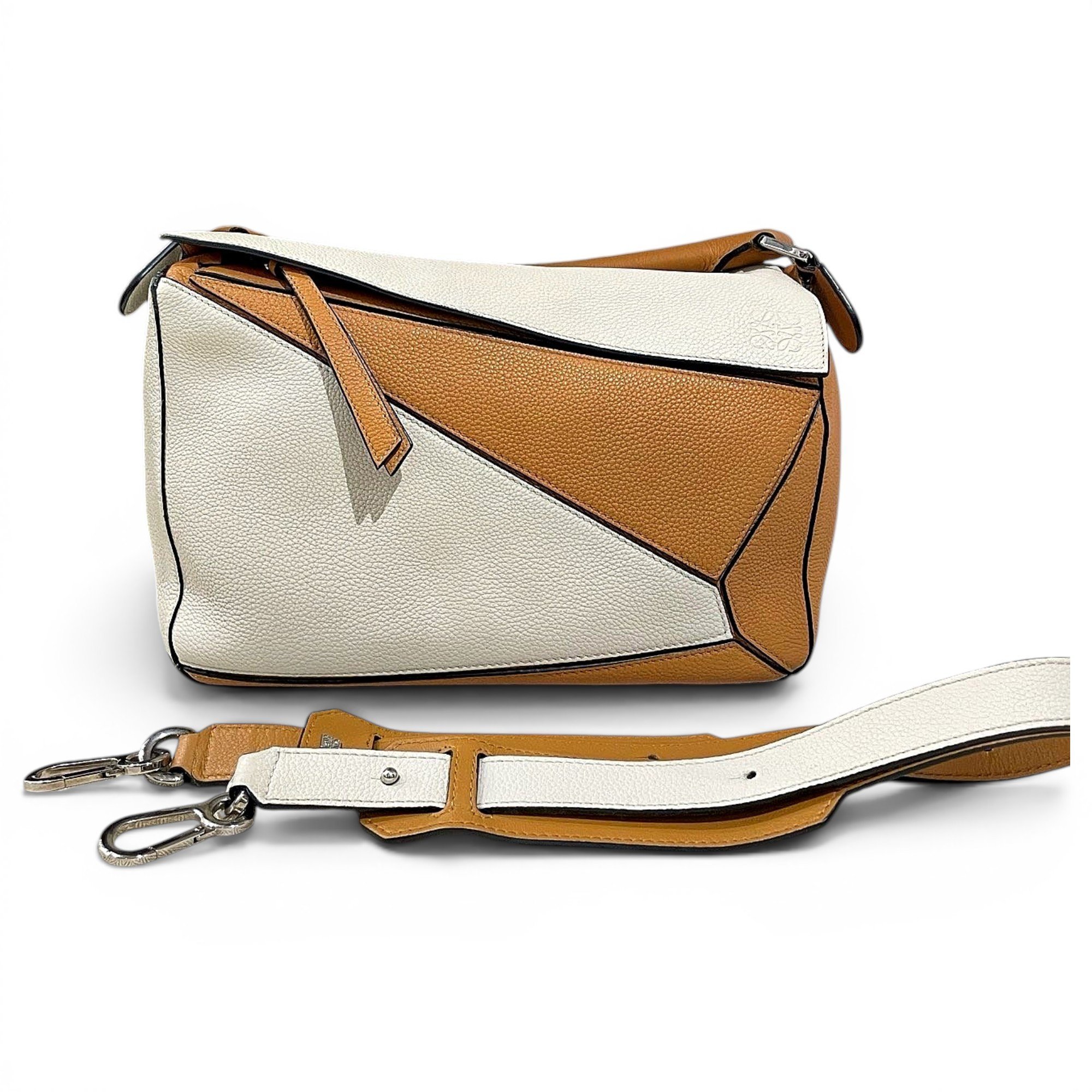 Puzzle leather handbag