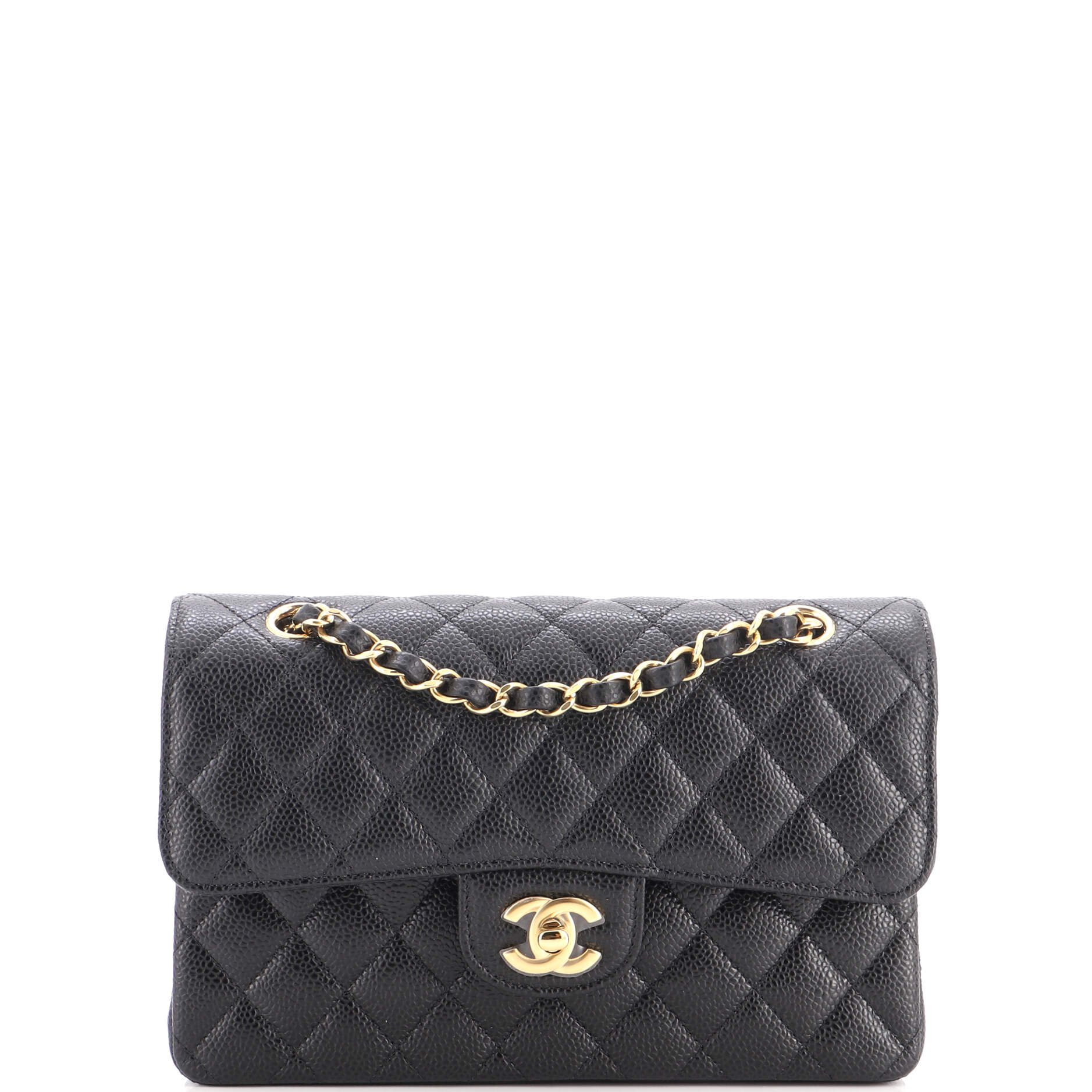 Classic Double Flap Bag Quilted Caviar Small