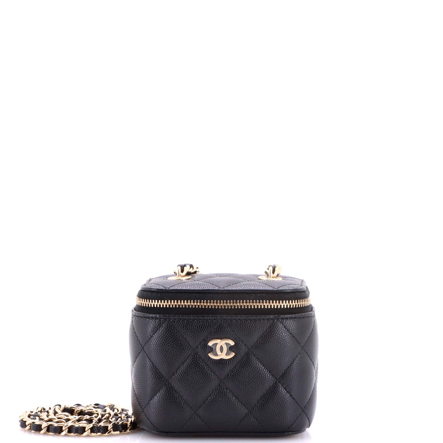 Classic Vanity Case with Chain Quilted Caviar Mini