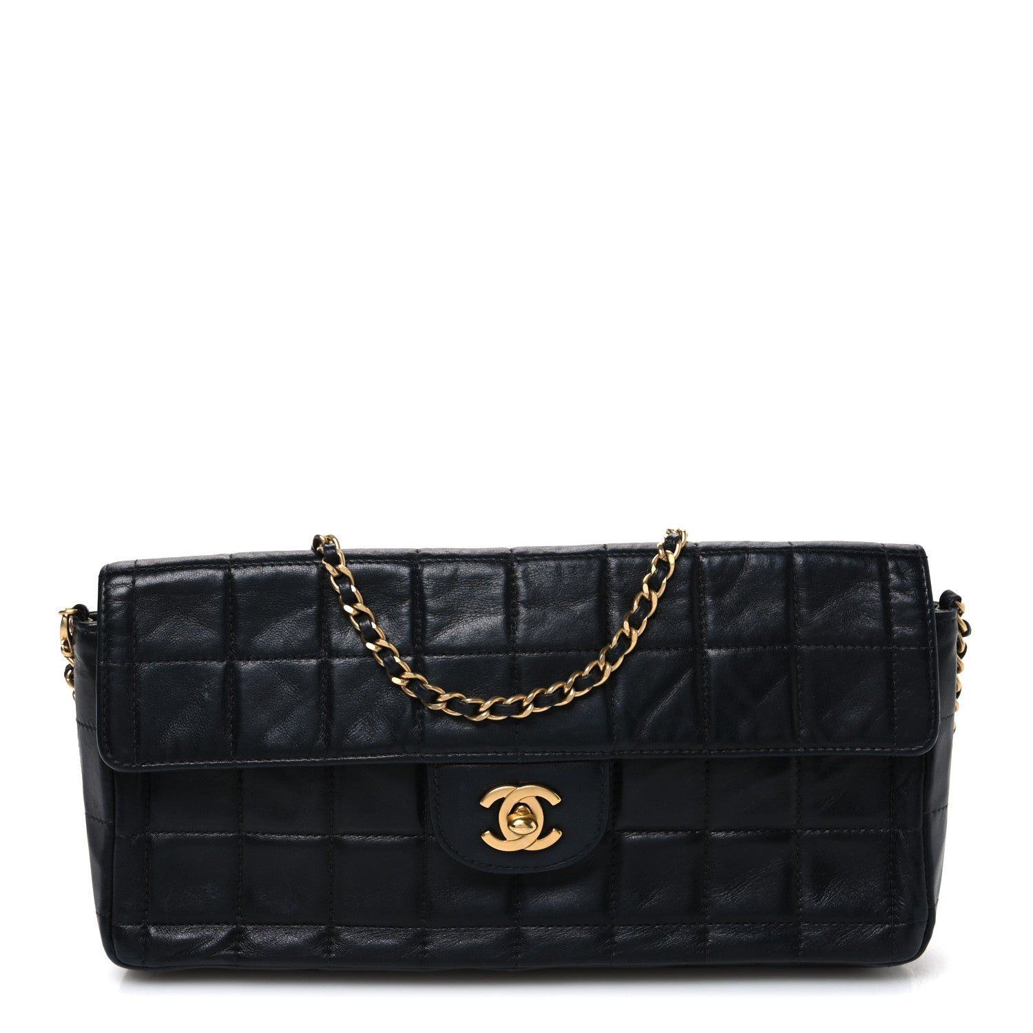 Chanel Lambskin East West Chocolate Bar Flap Black