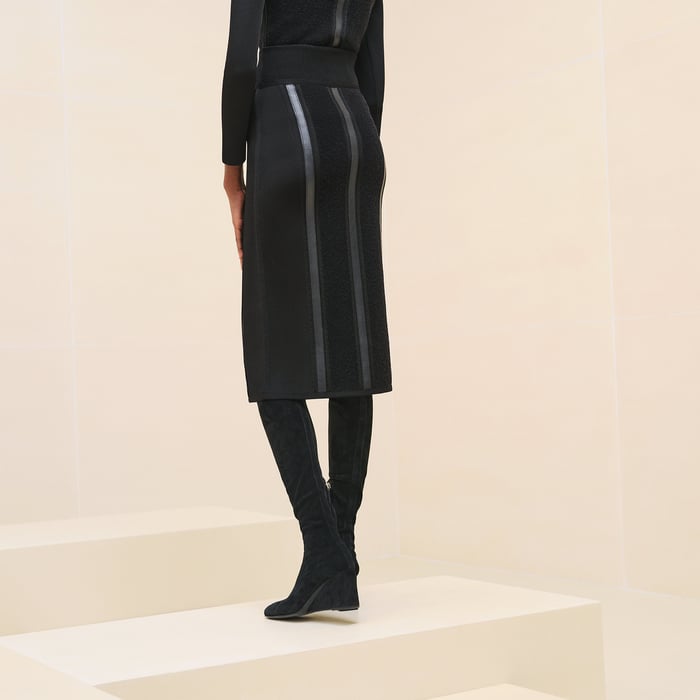 Noir Embellished Pencil Skirt