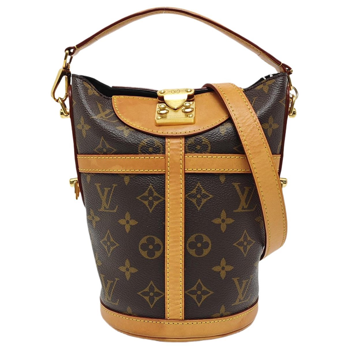 Duffle leather handbag