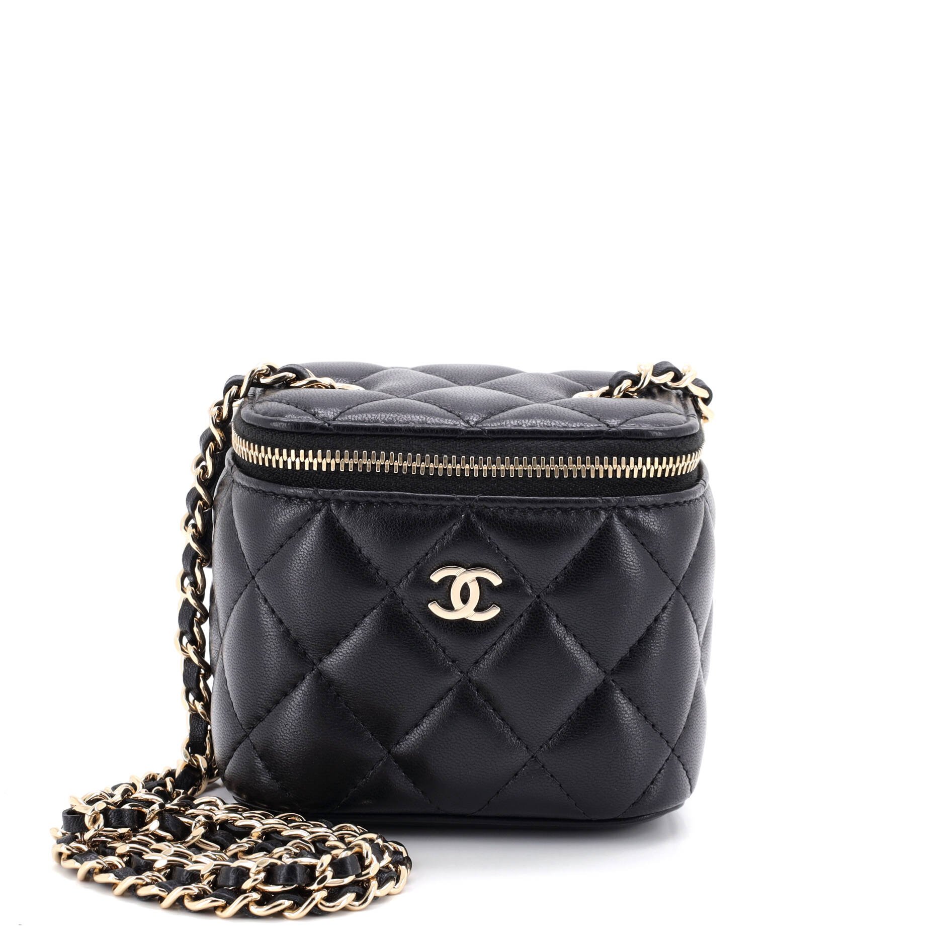 Classic Vanity Case with Chain Quilted Lambskin Mini